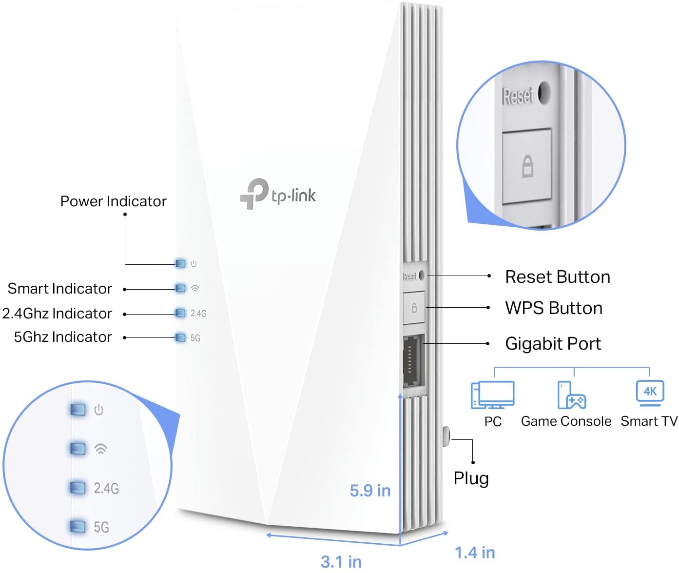 TP-Link AX1800 WiFi Extender Internet Booster (RE600X) - WiFi 6 Range Extender Covers up to 1500 sq.ft and 30 Devices, Dual Band, AP Mode w/Gigabit Port, APP Setup TP-Link