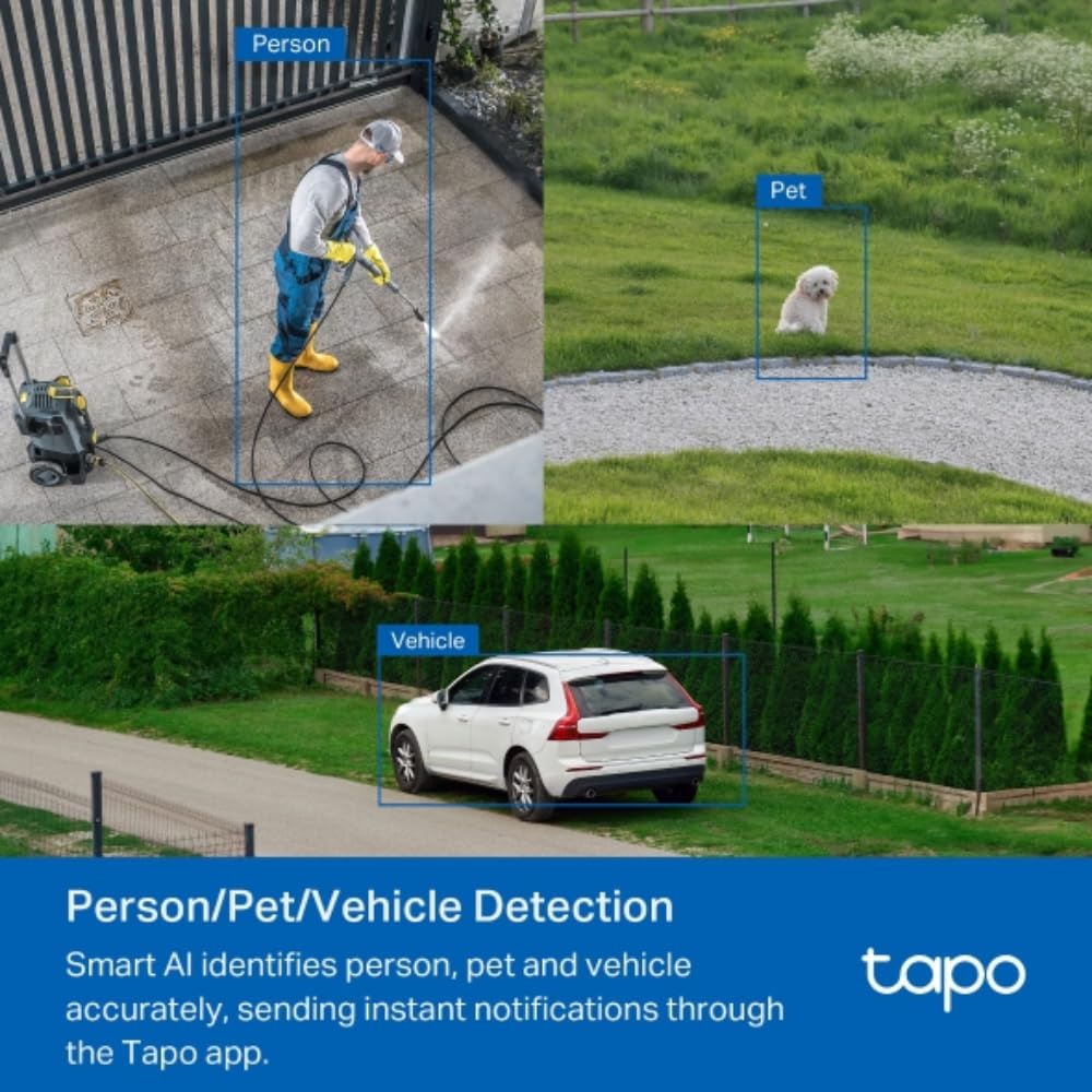 TP-Link Tapo 3K 5MP Pan/Tilt Outdoor Wired Security Wi-Fi Camera, 360° Visual Coverage, Starlight Full-Color Night Vision Up to 98ft, Person/Pet/Venicle Detection,Physical Privacy Mode (Tapo C530WS)