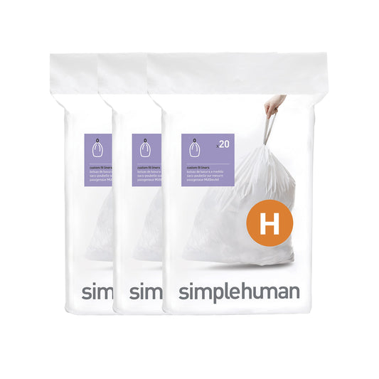 simplehuman Code H 60 Count, Dispenser Pack Custom Fit Liners, Drawstring Trash Bags, 30-35L / 8-9 Gallons, White 🍁 All In One Marketplace Canada simplehuman