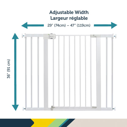 Safety 1st SecureTech Tall & Wide Pressure-Installed Metal Gate with SecureTech Locking Handle - Fits 29-47" Wide, 36" Tall, Includes 2 Extension Panels And 4 Wall Cups, Great For Babies And Pets