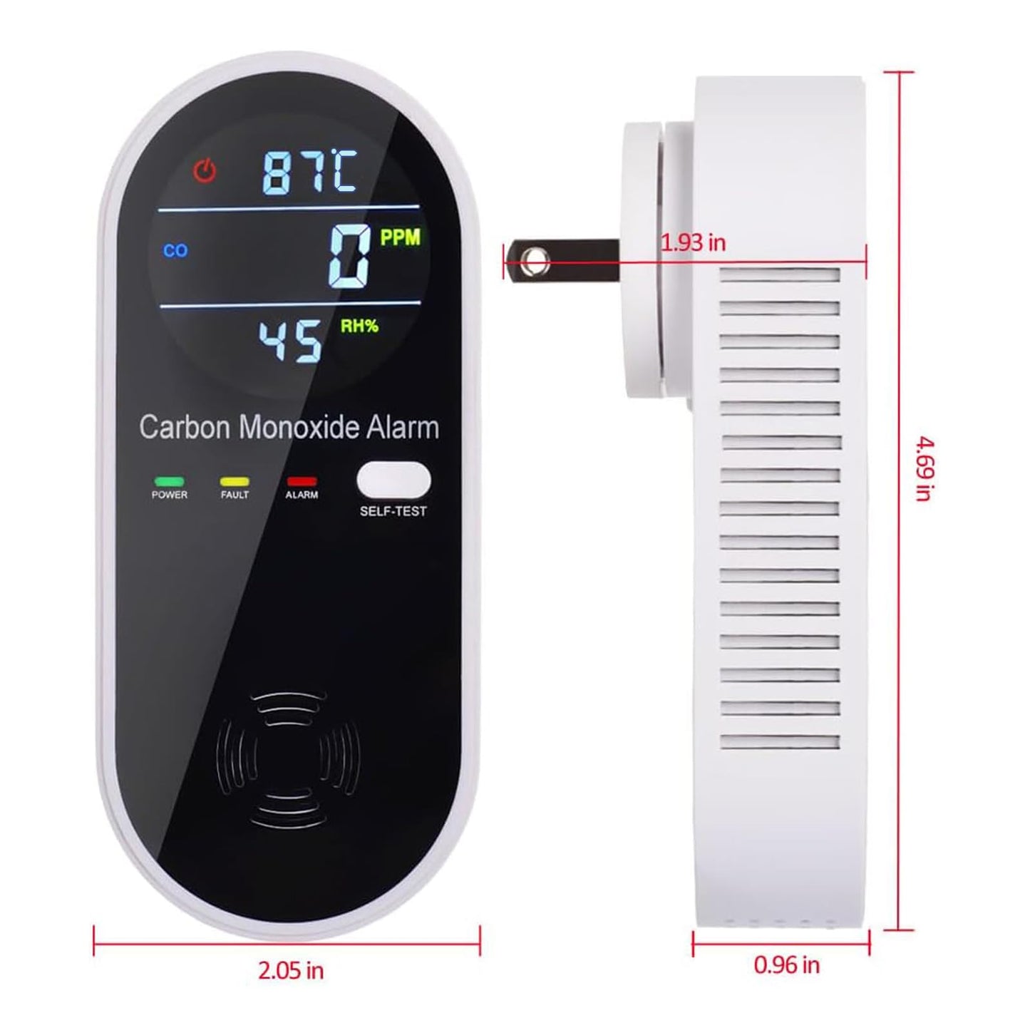 3-in-1 Carbon Monoxide Detector, Carbon Monoxide Detector Plug in Wall with Temperature & Humidity Display, CO Alarm Monitor with Color LCD Display, Accurate & Easy to Install - Available at All In One Marketplace Canada
