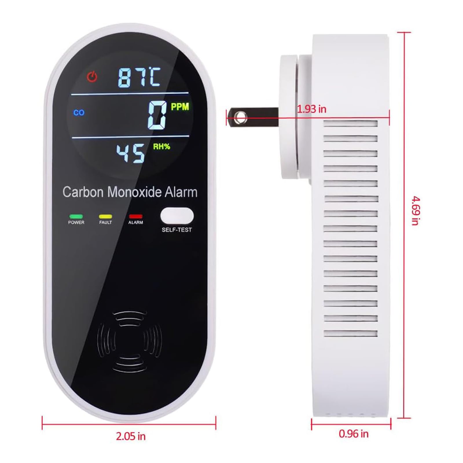 3-in-1 Carbon Monoxide Detector, Carbon Monoxide Detector Plug in Wall with Temperature & Humidity Display, CO Alarm Monitor with Color LCD Display, Accurate & Easy to Install - Available at All In One Marketplace Canada