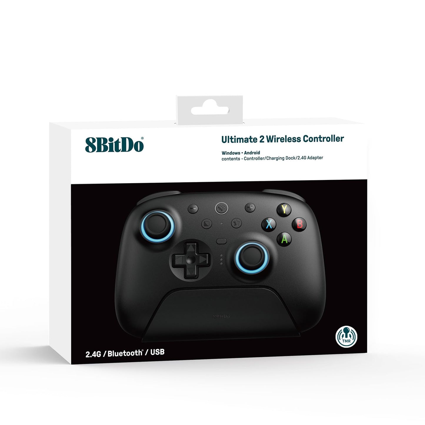 8BitDo Ultimate 2 Wireless Controller for Windows & Android, Gaming Controller with TMR Joysticks, Switchable Hall Effect/Tactile Triggers, RGB Fire Ring, 8Speed Wireless Tech, Black