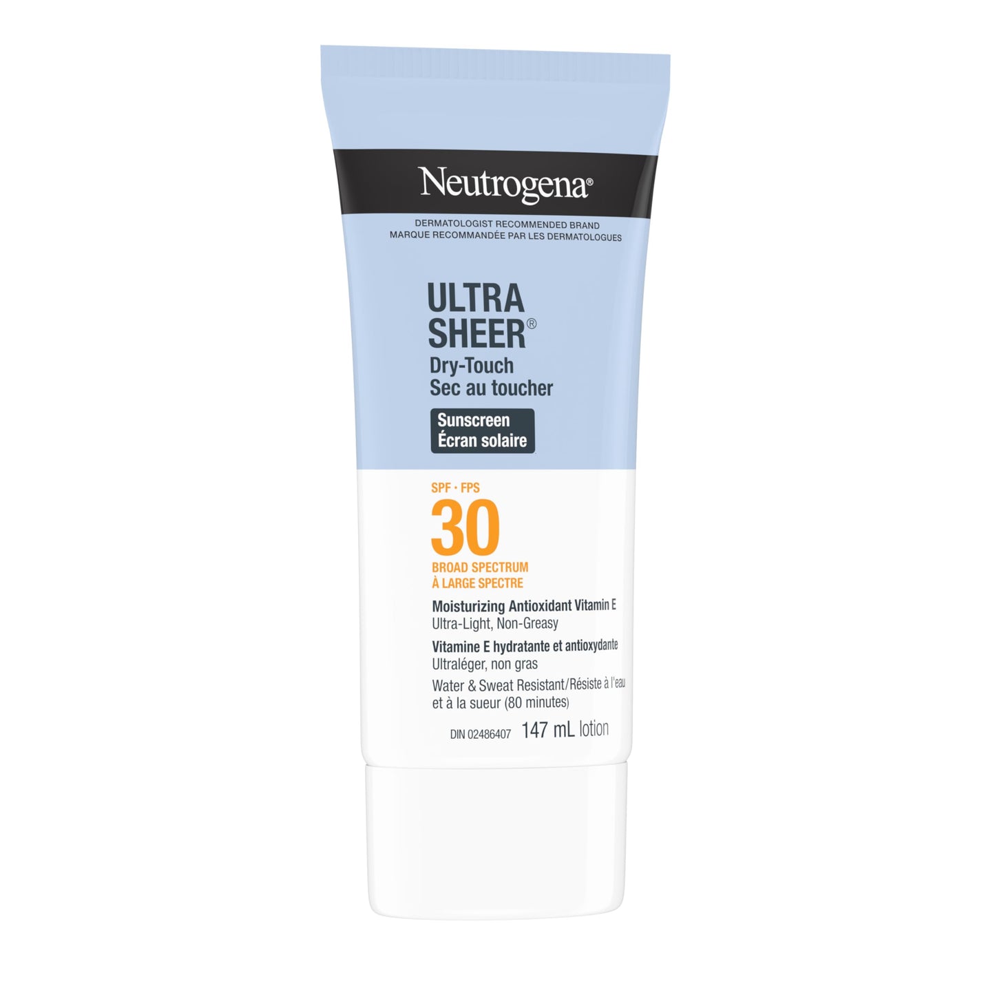 Neutrogena Sunscreen Lotion SPF 30, Ultra Sheer Dry-Touch Sun Cream, Oxybenzone-free, Dermatologist-tested, Water Resistant & Non-Greasy, 147mL Neutrogena