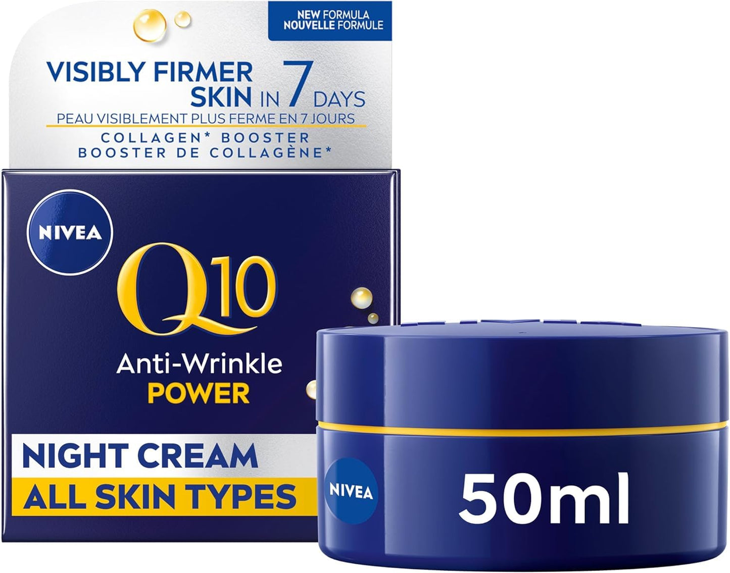 NIVEA Q10 Anti-Wrinkle Moisture Replenishment Night Cream for Face, Anti Wrinkle Firming Cream, Q10 and Argan Oil, Face Moisturizer for Dry to Very Dry Skin, Visibly Reduces the Look of Wrinkles, 50mL 🍁 All In One Marketplace Canada