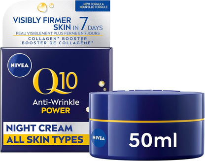 NIVEA Q10 Anti-Wrinkle Moisture Replenishment Night Cream for Face, Anti Wrinkle Firming Cream, Q10 and Argan Oil, Face Moisturizer for Dry to Very Dry Skin, Visibly Reduces the Look of Wrinkles, 50mL 🍁 All In One Marketplace Canada