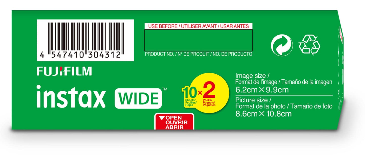 Fujifilm Instax Wide Film, White Twin Pack (20 Exposures