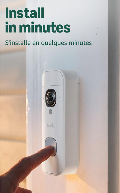 Blink Battery Doorbell 2K+ (newest model) — Wireless video doorbell, 2K resolution, enhanced audio. Required Sync Module not included – Add-On (White)