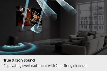 Samsung Sound Bar, Q600F, Dolby Atmos, Wireless, Subwoofer, Surround Sound, 6 Speakers, 3.1.2 Channel, 380 watts, Home Theatre, Dolby DTS, eARC, Bluetooth, AirPlay, Soundbar (HW-Q600F/ZC)