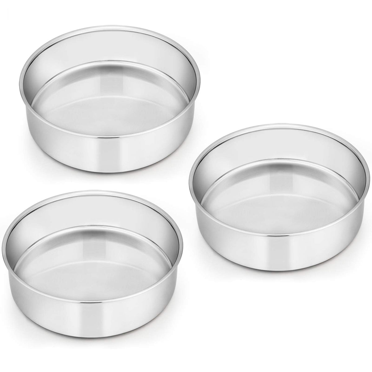 6 Inch Cake Pan Set of 3, E-far Stainless Steel Round Smash Cake Baking Pans, Non-Toxic & Healthy, Mirror Finish & Dishwasher Safe 🍁 All In One Marketplace Canada