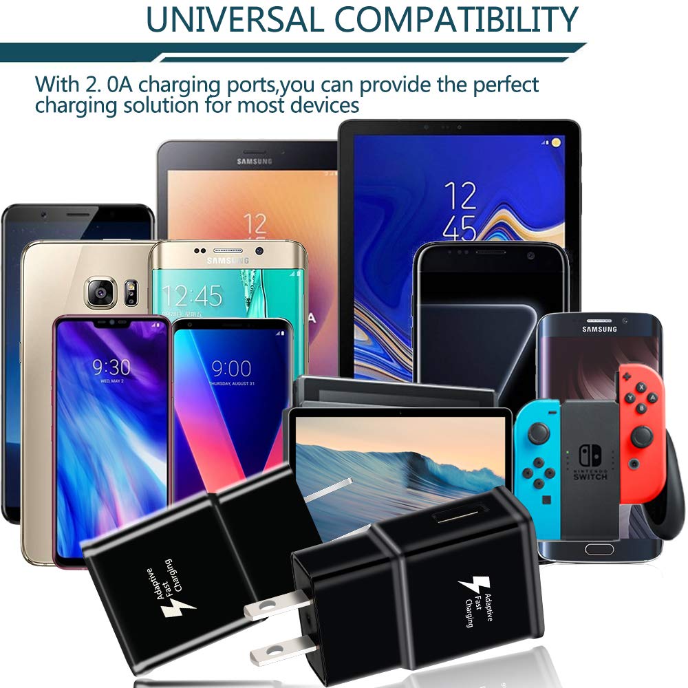 Fast Charging Block, USB Adaptive Fast Charger Box Android Cell Phone Wall Quick Tablet Charger Plug Adapter Compatible Samsung Galaxy S10 S9 S8 S7 A13 A16 Note 8 9 10 LG G7 Plus EP-TA20JBE (2 Pack)