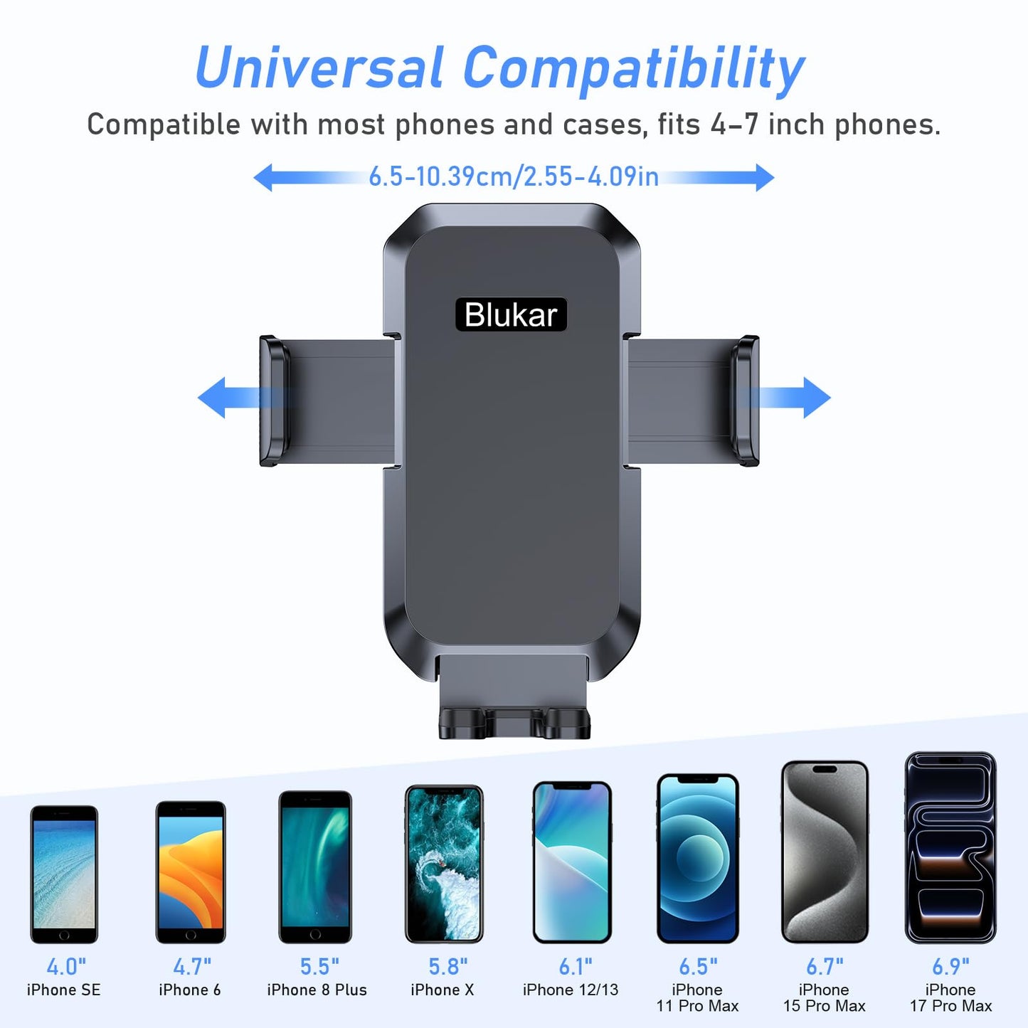 Blukar Phone Holder Car, Air Vent Car Phone Mount with Upgraded Ultra Stable Hook Clip, 360° Rotation, One Button Release Cellphone Holder for iPhone, Google, Galaxy and All Mobile Phones - Available at All In One Marketplace Canada