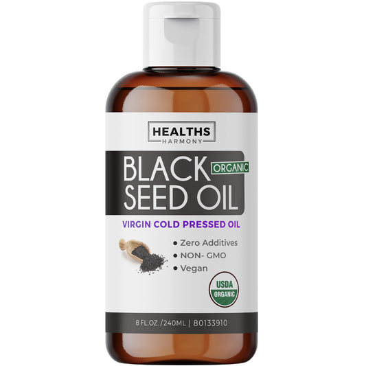 Organic Black Seed Oil | Cold Pressed Pure Black Cumin Seed Oil | Antioxidant, Blood Sugar & Liver Support | 100% Pure, Virgin Nigella Sativa | Zero Additives, Vegan & Non-GMO | 240ml (8 oz.) - Available at All In One Marketplace Canada