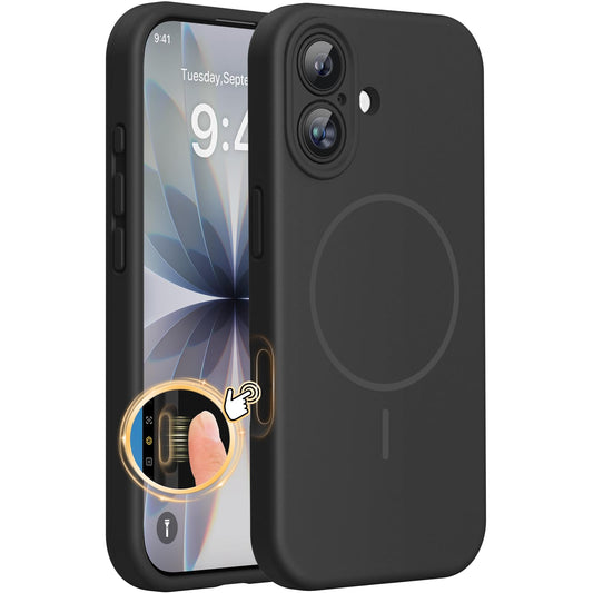 Miracase Magnetic for iPhone 17 Case, Compatible with MagSafe, Integrated Silicone Camera Control Cover, 3.0mm Thicken Shockproof Drop Protection Phone Case for 17,Black