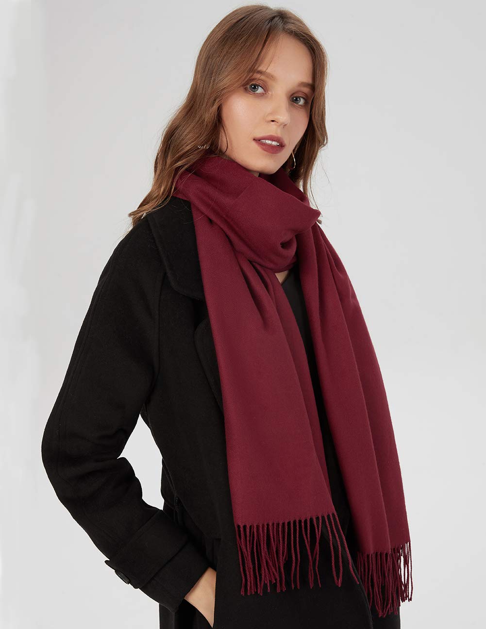 MaaMgic Women's Large Soft Feel Pashmina Shawls Wraps Light Winter Scarf,Burgundy 🍁 All In One Marketplace Canada