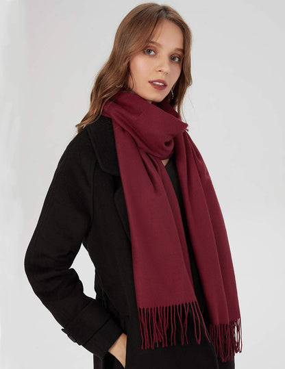 MaaMgic Women's Large Soft Feel Pashmina Shawls Wraps Light Winter Scarf,Burgundy 🍁 All In One Marketplace Canada