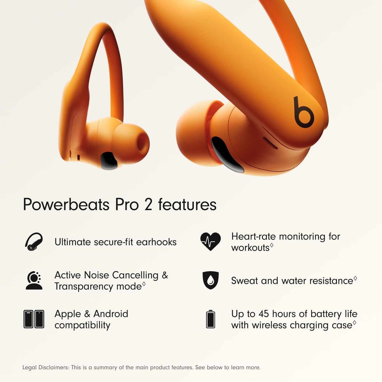 Beats Powerbeats Pro 2 Wireless Bluetooth Earbuds - Noise Cancelling, Heart Rate Monitor, IPX4, Up to 45H Battery & Charging Case, Works with Apple & Android - Electric Orange 🍁 All In One Marketplace Canada