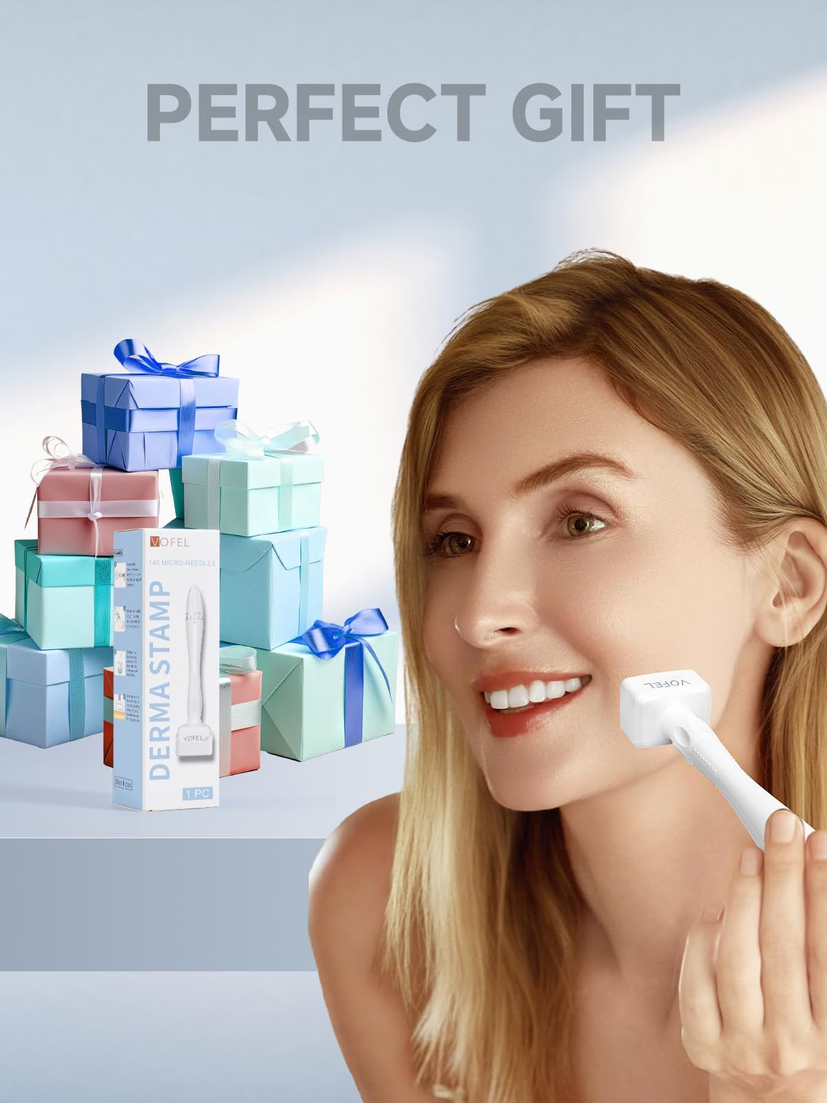 VOFEL Derma Stamp for Hair Growth 140 Microneedling Stamp Adjustable Derma Roller for Face 0-3mm Dermal Roller - SR Home Use (1PC) - Available at All In One Marketplace Canada