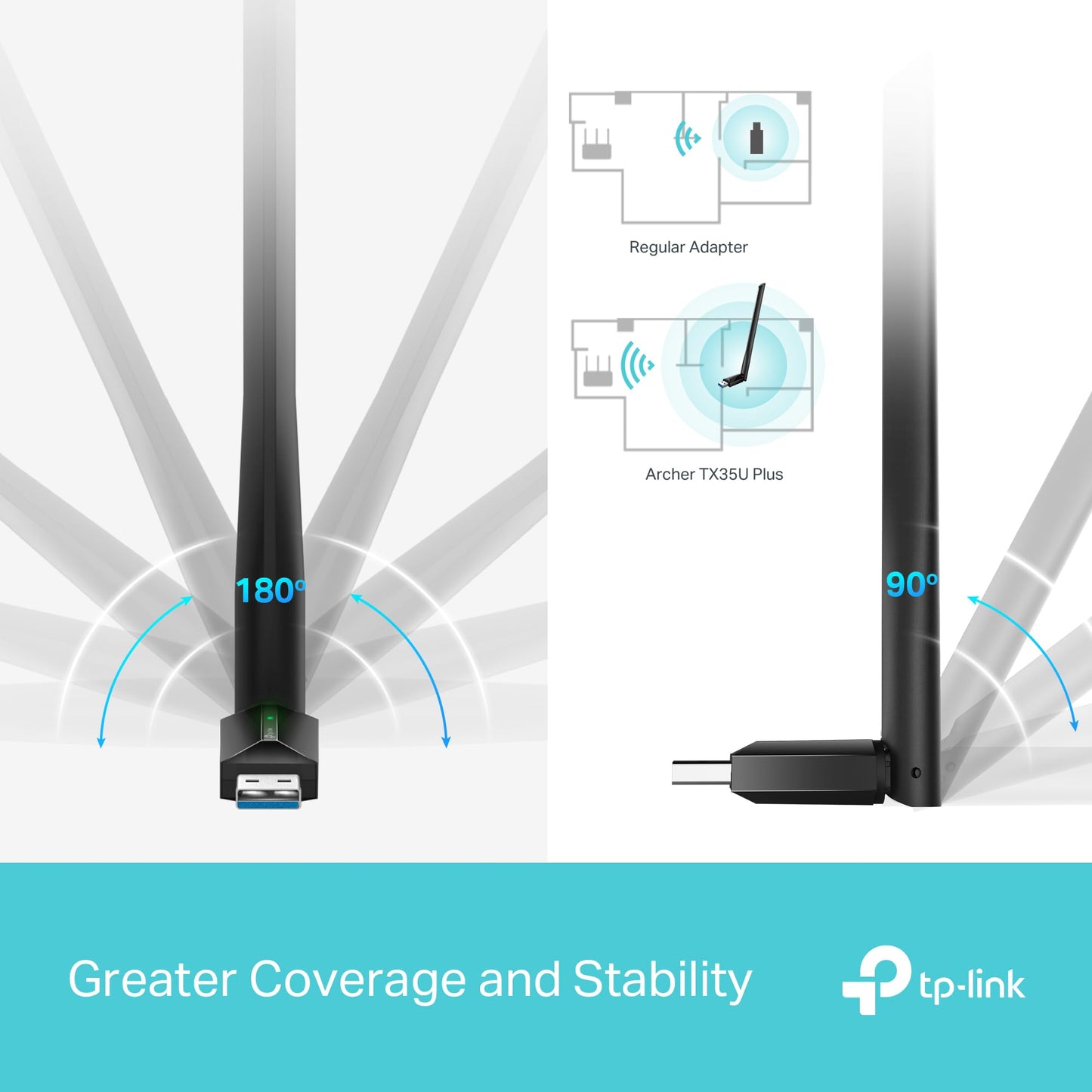 TP-Link AX1800 WiFi 6 High Gain Wireless USB Adapter for PC (Archer TX35U Plus) - Ultra-Fast Speed OFDMA & MU-MIMO Supported, 2.4GHz/5GHz High-Gain Dual Band Antennas, Pre-Loaded Internal Driver, WPA3