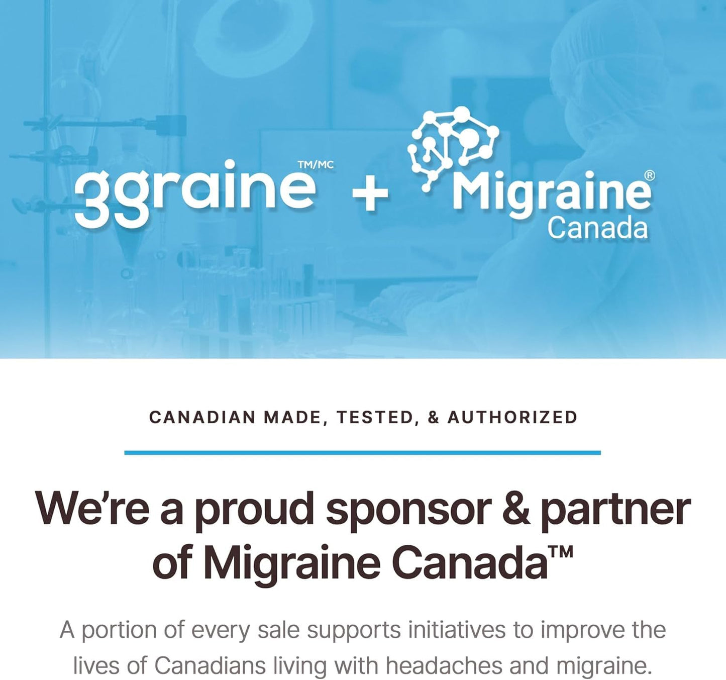 3graine-NEW-Headache Supplement Migraine Prevention and Relief, 400mg Vitamin B2, CoQ10 200mg, Magnesium, Neurologist-Recommended Doses & Ingredients, Nausea & Vomiting Support | 30 Days Supply - Available at All In One Marketplace Canada
