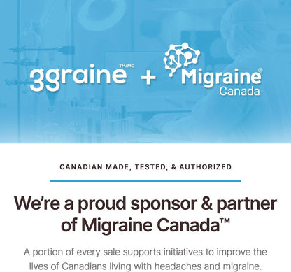 3graine-NEW-Headache Supplement Migraine Prevention and Relief, 400mg Vitamin B2, CoQ10 200mg, Magnesium, Neurologist-Recommended Doses & Ingredients, Nausea & Vomiting Support | 30 Days Supply - Available at All In One Marketplace Canada
