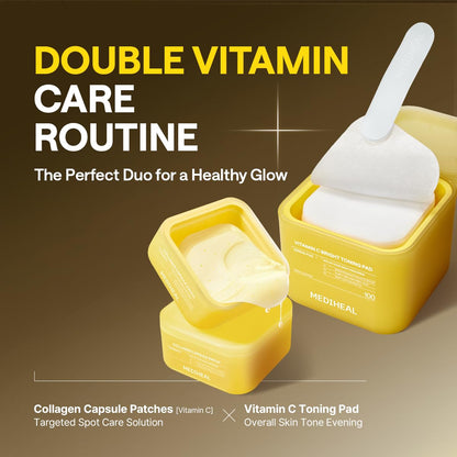 MEDIHEAL Collagen Vita Capsule Eye Patch – Korean Eye Mask for Dark Circles & Dark Spots, Vitamin C Hydrogel Under Eye Patches That Visibly Brighten, Plump & Even Skin Tone, 60 Count