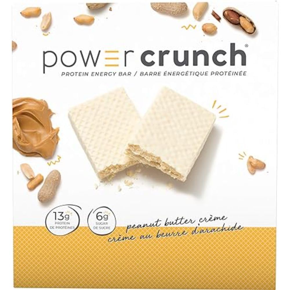 Power Crunch Protein Bars Peanut Butter Crème 12 Count – High Protein Wafer Bar, 13g Protein, Low Sugar, Cream-Filled Snack Bar Power Crunch