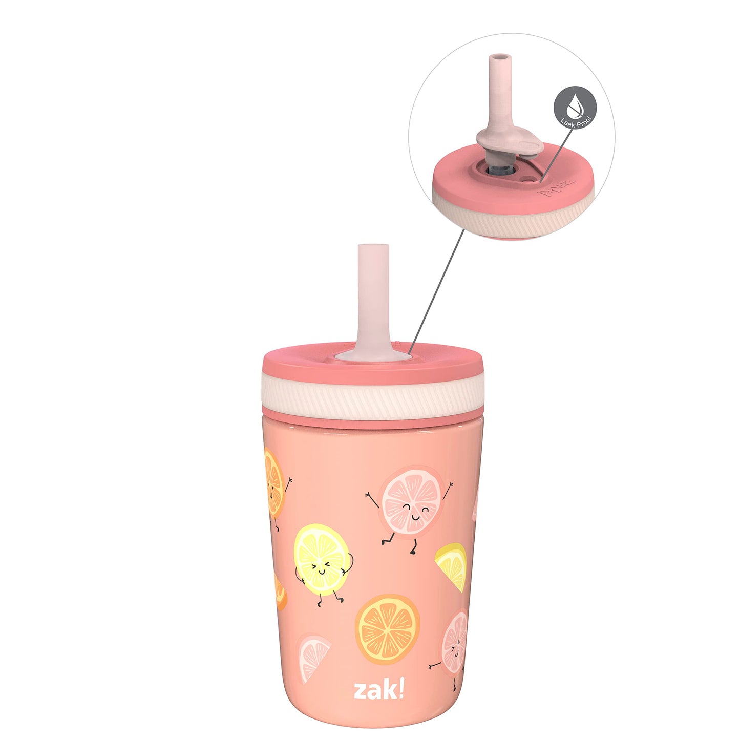Zak Designs Happy Fruit Kelso 12oz Stainless Steel Leak-Proof Toddler Cup Zak Designs