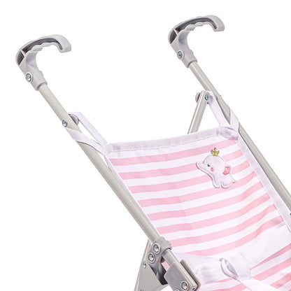 JC Toys | Berenguer Boutique | Single Umbrella Baby Doll Stroller | Elephant Theme | Pink | Ages 2 + JC Toys