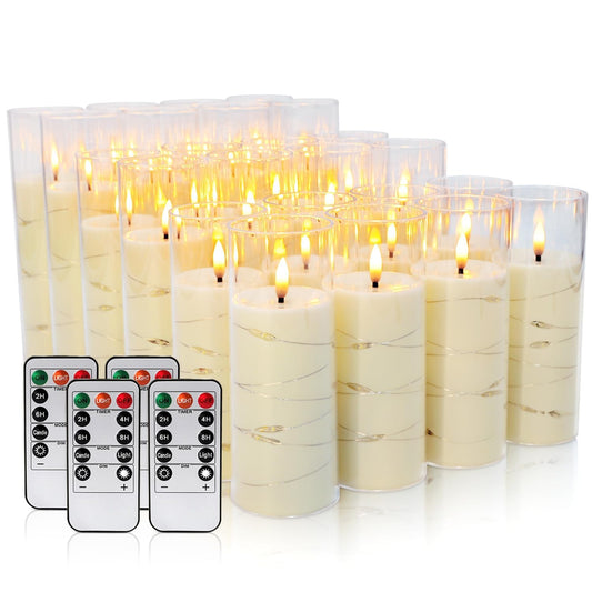 24pcs Flameless Ivory LED Candle with Remote Control and String Lights, Battery Powered Flickering Candle 5'' 6'' 7'' Candles for Home,Party,Christmas and Festivals Decorations 🍁 All In One Marketplace Canada