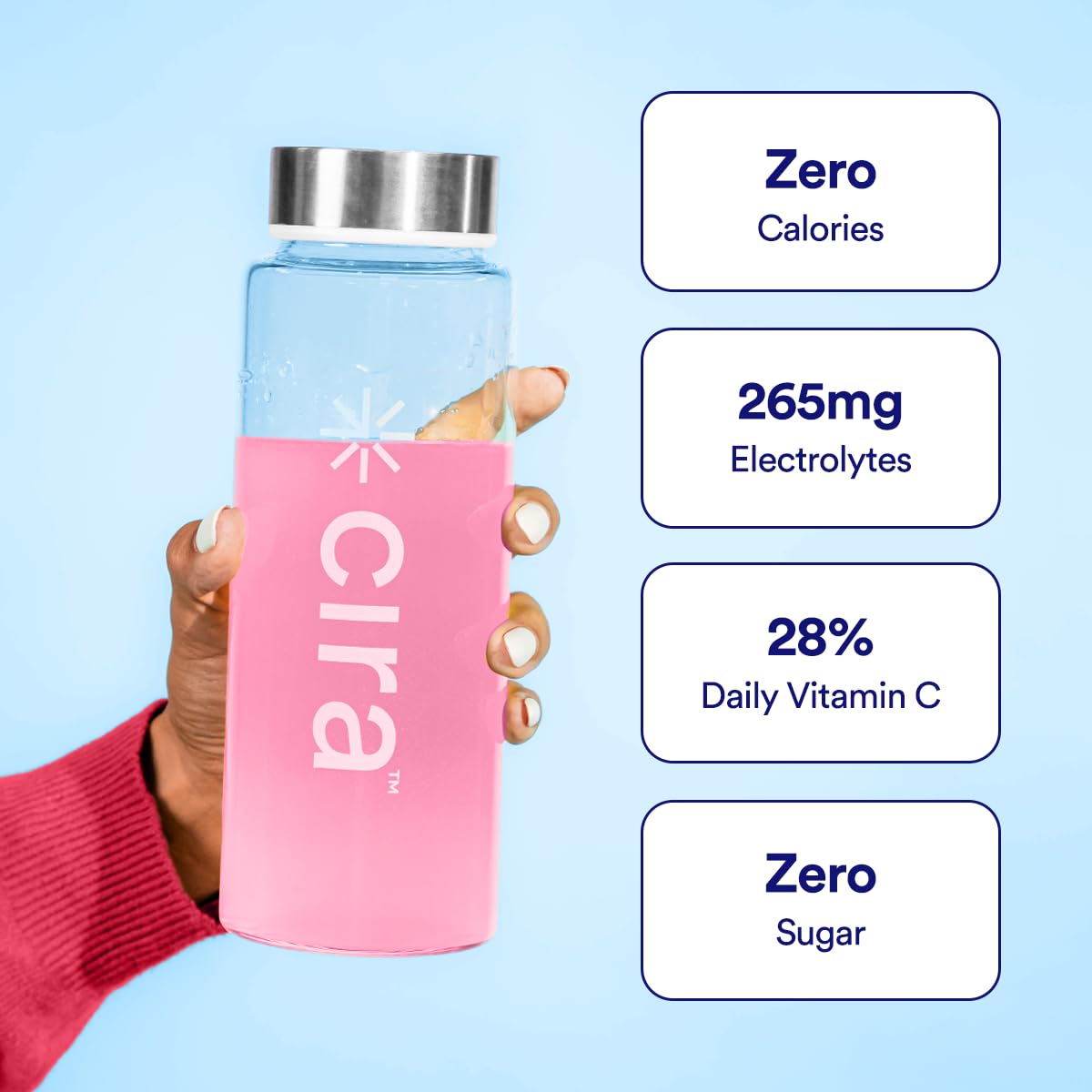 Cira Hydration Electrolytes Powder - Daily Electrolyte Powder, Sugar Free w Himalayan Salt, Magnesium, Potassium, Hydration Powder for Dehydration Relief & Recovery - Strawberry Margarita, 45 Servings