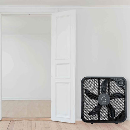 Genesis 20" Box Fan, 3 Settings, Max Cooling Technology, Carry Handle, Black (G20BOX-BLK) Genesis