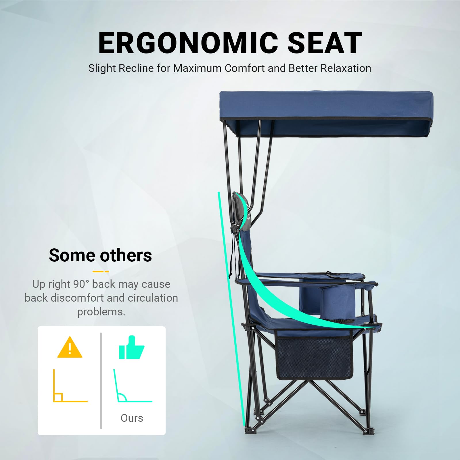Overmont Beach Chair with Cooler and Umbrella - Sunshade Backpack Folding Canopy Chair with Two Arm Rest Cup Holder Carry Bag - Portable for Sand Camping Travel Outdoor Pool 330 lbs Blue OVERMONT