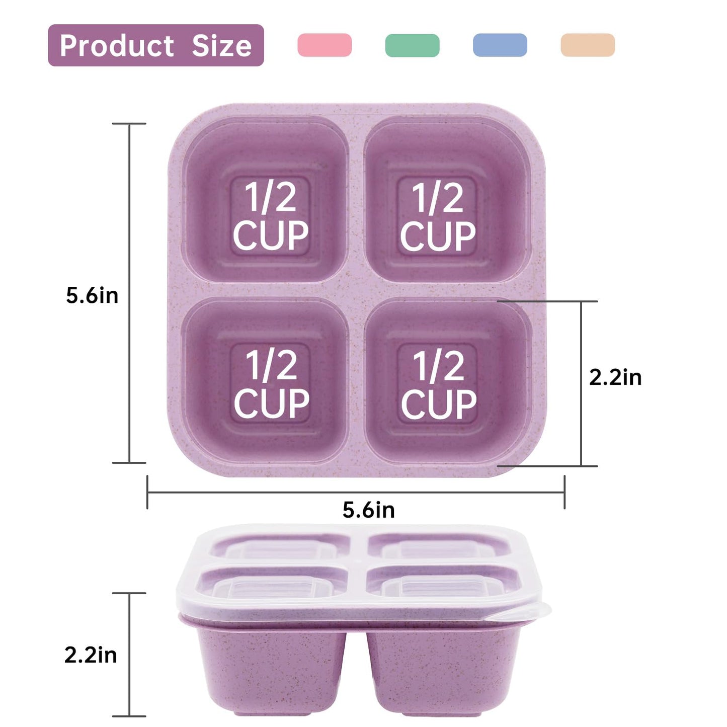 Luriseminger 5 Pack Bento Lunch Box,4 Compartment Snack Containers,Divided Snack Box,Meal Prep Lunch Containers FOR Kids/Toddle/Adults,Food Storage Containers for School, Work and Travel - Available at All In One Marketplace Canada