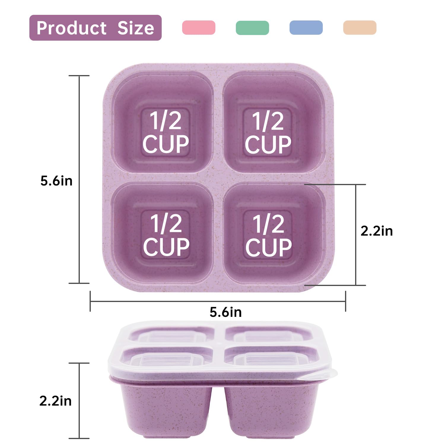Luriseminger 5 Pack Bento Lunch Box,4 Compartment Snack Containers,Divided Snack Box,Meal Prep Lunch Containers FOR Kids/Toddle/Adults,Food Storage Containers for School, Work and Travel - Available at All In One Marketplace Canada
