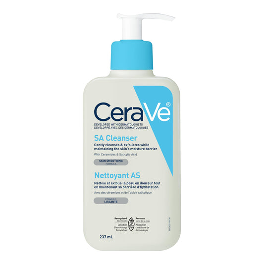 CeraVe Salicylic Acid Face Wash, Exfoliating Face & Body Gel Cleanser, Smooths Rough & Bumpy Skin, with Hyaluronic Acid, Niacinamide & Vitamin D, Fragrance-Free, Recommended by Dermatologists, 237mL