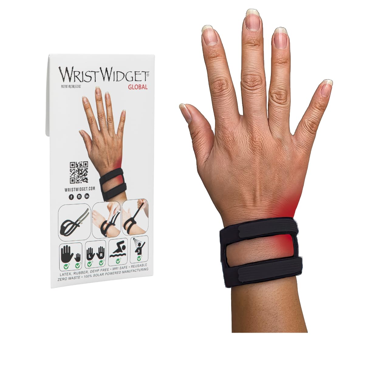 WristWidget® (Black) Adjustable Wrist Brace for TFCC Tears, One Size fits most. For Left and Right Wrists, Support for Weight Bearing Strain, Exercise - Available at All In One Marketplace Canada