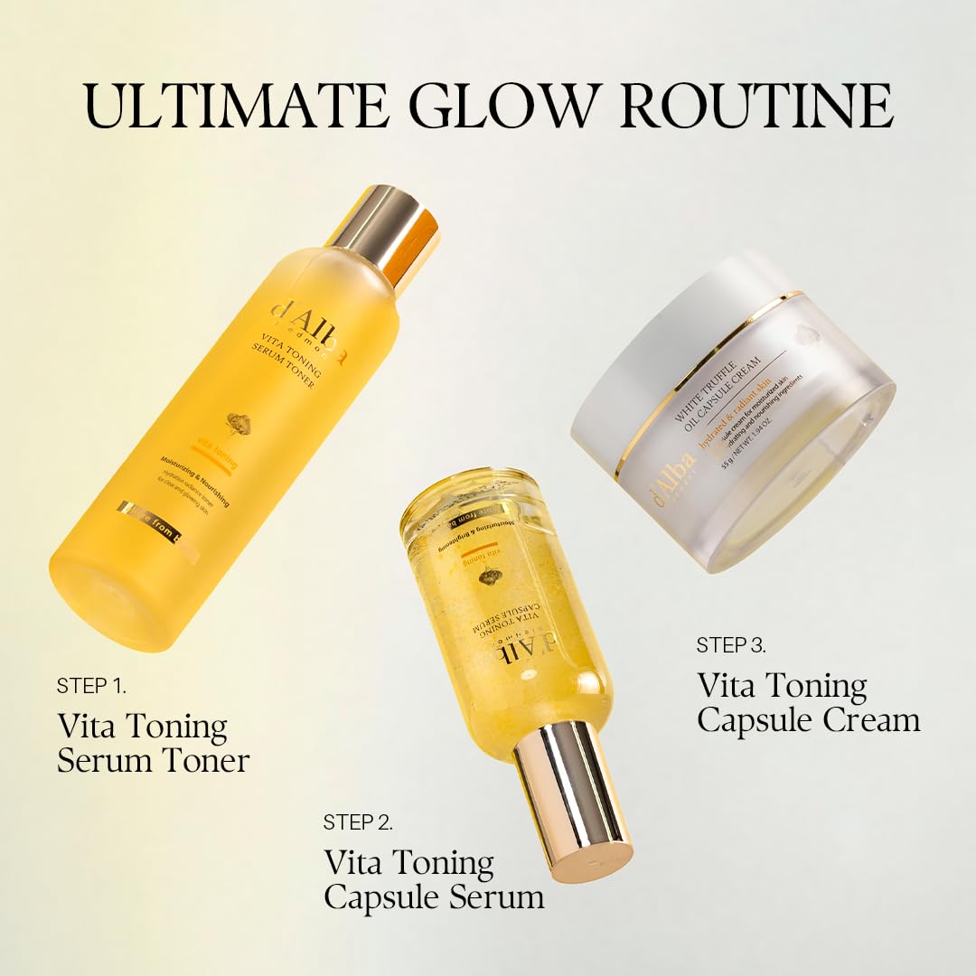 d'alba Piedmont Vita Toning Capsule Serum (100ml), Large Size, Daily Vita Boost for Luminous Skin, Double Vitamin Formula - Available at All In One Marketplace Canada