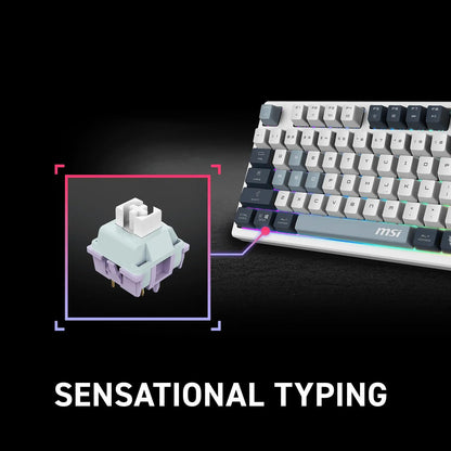 MSI Forge GK600 TKL W Sky US 2.4GHz Wireless (MS-8ZA9 and WD02), Bluetooth RGB Lighting Gaming Keyboard with 1.06-inch Display, 4000mAh MSI