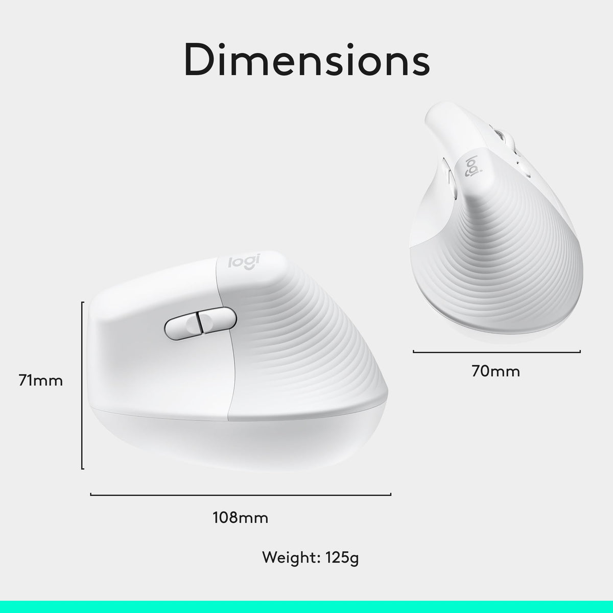 Logitech Lift Vertical Ergonomic Wireless Mouse - Off White