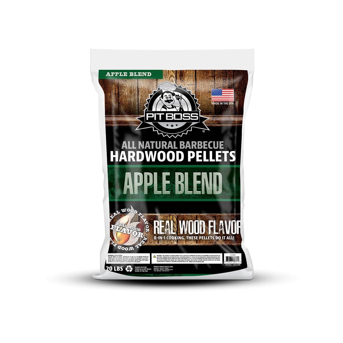 Pit Boss 100% All-Natural Hardwood Apple Blend BBQ Grilling Pellets, 20 Pound Bag Brown Pit Boss