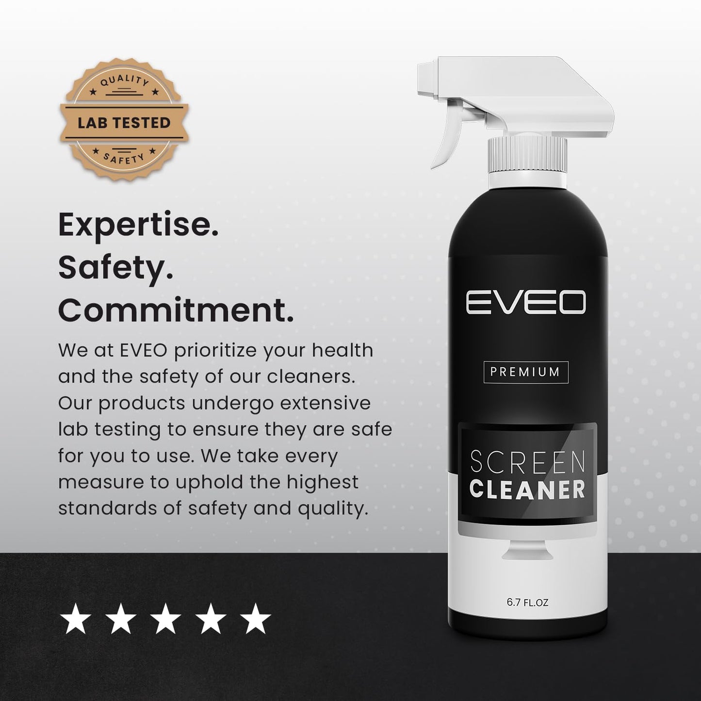 EVEO® Screen Cleaner Spray Kit (Streak-Free) TV Screen Cleaner for Smart TV, LCD, LED, OLED | Computer Spray and Wipe Microfiber Cloth for Monitor, Laptop, iPad, Car & More - 1 Pack