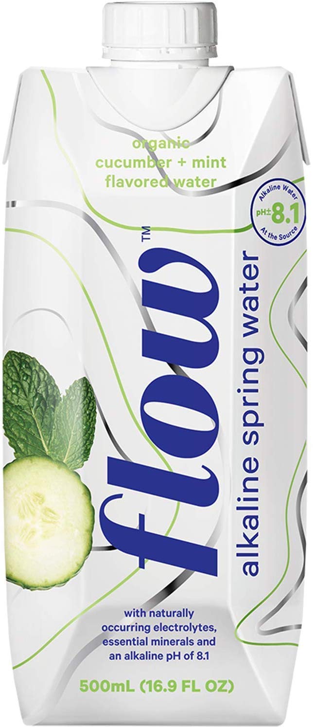 Flow Mineral Spring Water, Cucumber + Mint, 500 ml, 12 Pack