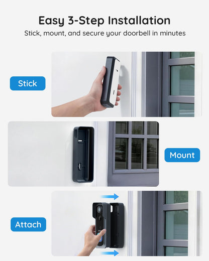 BOIFUN Video Doorbell Camera Wireless – No Subscription Required, 2K HD, 166° Wide View, HDR Night Vision, Motion Alerts, Two-Way Audio & Package Watch with Chime, Battery Powered, 2.4 GHz Wi-Fi Only - Available at All In One Marketplace Canada