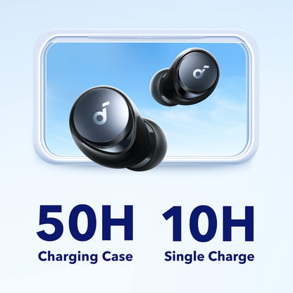 soundcore by Anker Space A40 Auto-Adjustable Active Noise Cancelling Wireless Earbuds, Reduce Noise by Up to 98%, 50H Playtime, Hi-Res Sound, Comfortable Fit, App Customization, Wireless Charge