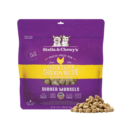 Stella & Chewy's Freeze-Dried Raw Cat Dinner Morsels – Grain Free, Protein Rich Cat & Kitten Food – Chick Chick Chicken Recipe – 510g Bag 🍁 All In One Marketplace Canada
