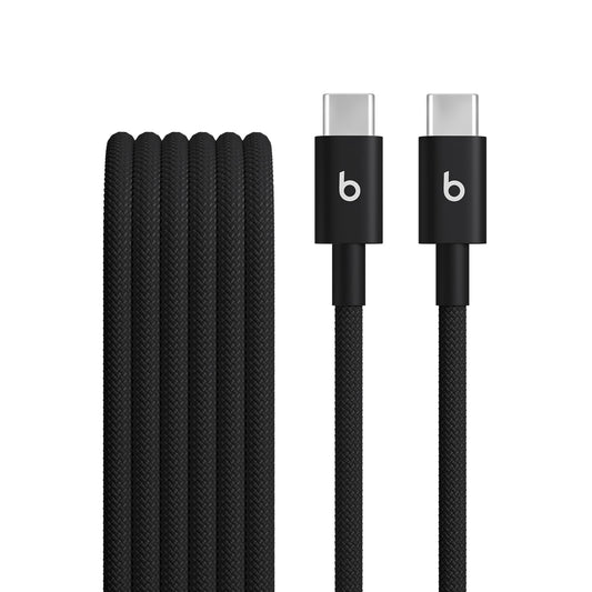 Beats USB-C to USB-C Woven Cable Fast Charging Durable/Tangle-Free Compatible Charger for Apple & Android Devices (1.5 m) - Bolt Black