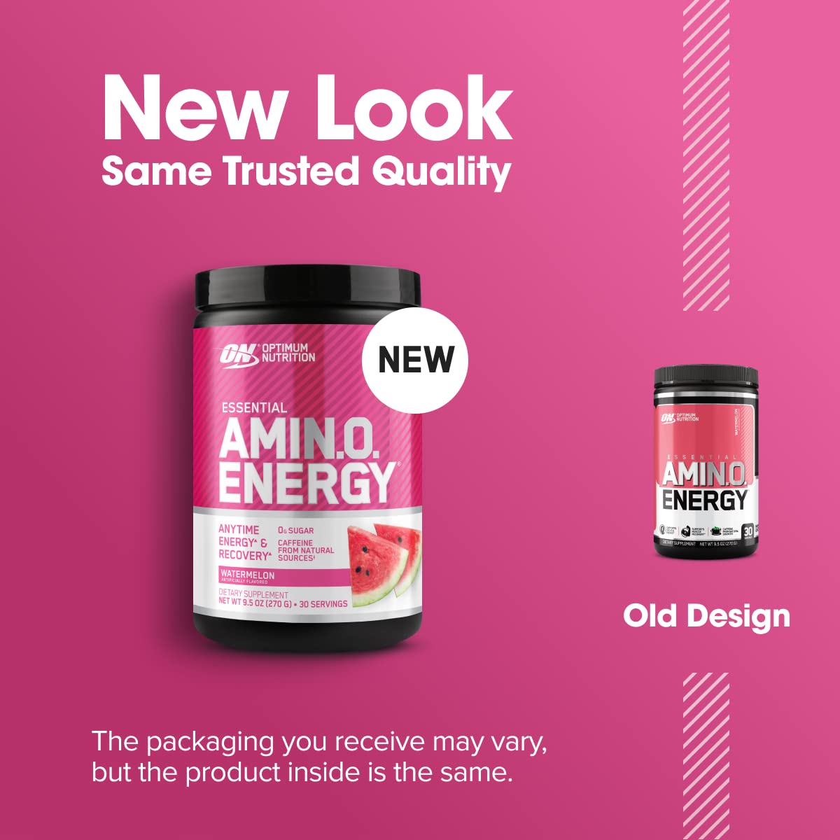 Optimum Nutrition Amino Energy Powder: Pre- workout & Anytime energy with Green tea, Green coffee extract + BCAA's - Watermelon: 30 servings [270g] (packaging may vary) - Available at All In One Marketplace Canada