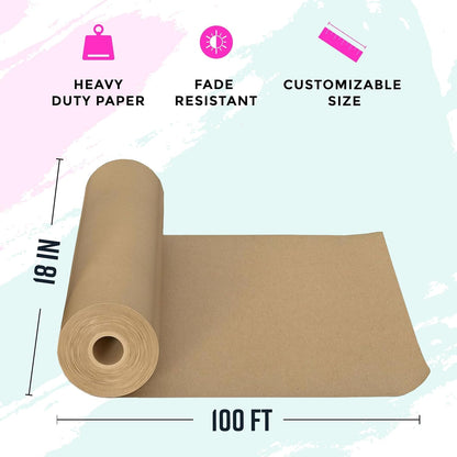 Bryco Goods 18" x 1200"(100’) Brown Wrapping Paper - Kraft Paper Roll for Packing, Arts & Crafts, Gift Wrapping, Bulletin Board, Banner, Bouquet Flower, Table Covering, Shipping & Moving Supplies - Available at All In One Marketplace Canada