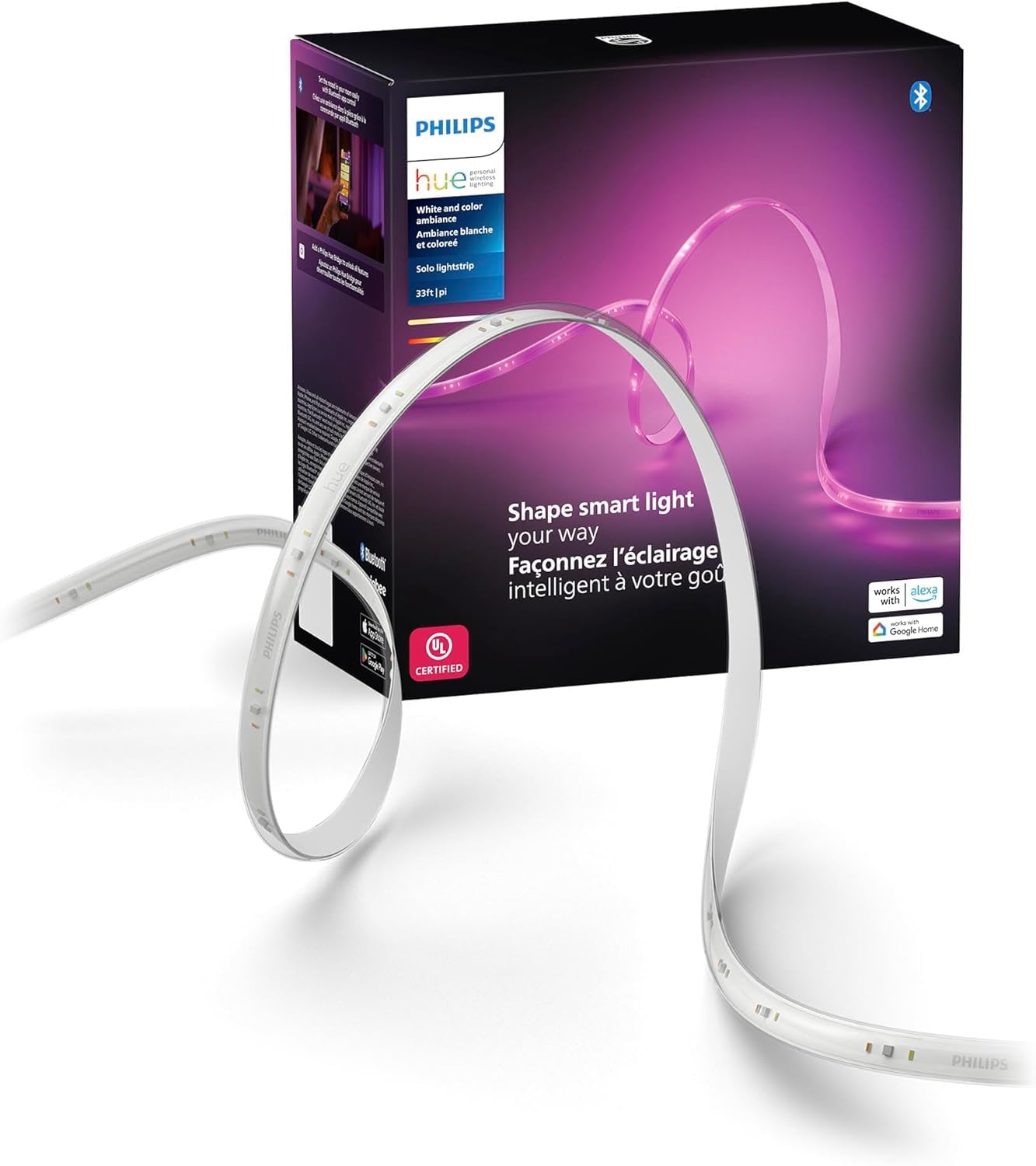 Philips Hue Indoor 5M (16FT) Smart LED Solo lightstrip Base Kit - 1 Pack - Control with Hue App - Compatible with Alexa, Google Assistant and Apple HomeKit Philips Hue